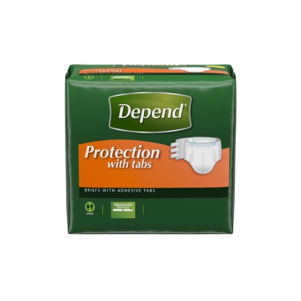 Depend Unisex Briefs with Adhesive Tabs: Large, Case of 48 (35458)