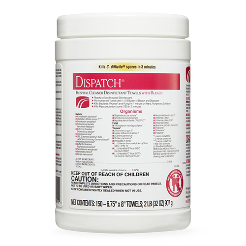 Dispatch Disinfectant Towels: 150 (ct.) Canister, 1 Each (CLH69150)