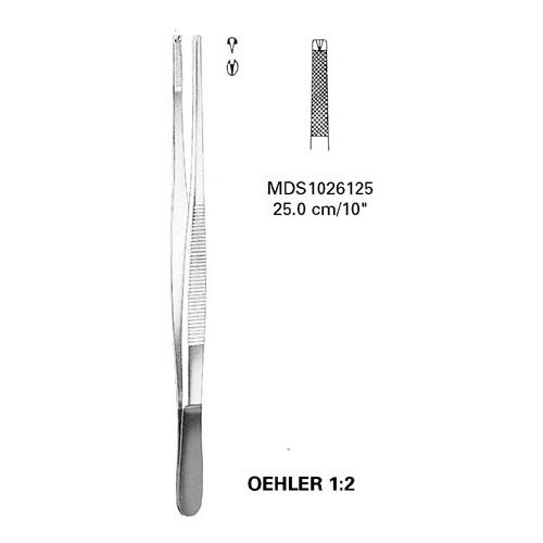 Dissecting Forceps W/ T.C., Oehler - 1:2 Teeth, Cross Serrated, Straight: 5-1/2", 14 cm, 1 Each (MDS1026114)
