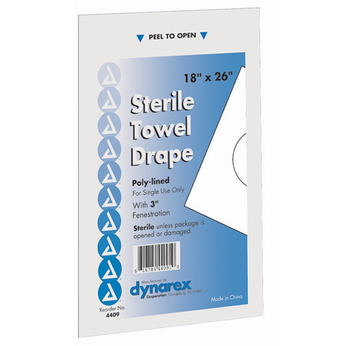 Disposable Towel Drapes, Sterile, Fenestrated,50/B: , Case of 300 (4409)