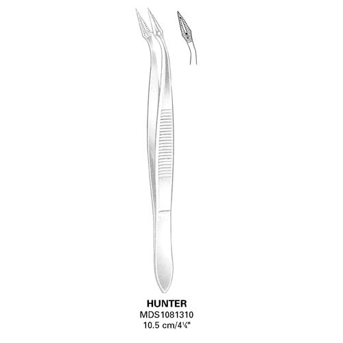 Hunter Splinter Forceps - Curved, 4", 10 cm: , 1 Each (MDS1081310)