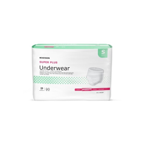 McKesson Super Plus Underwear: Small, Case of 80 (UWGSM)