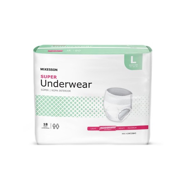 McKesson Super Underwear: Large, Bag of 18 (UW33845)