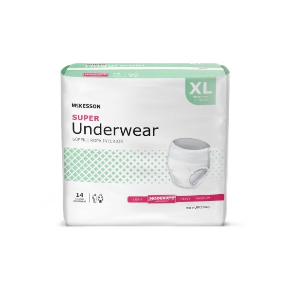 McKesson Adult Ultra Absorbent Disposable Underwear, Small 22 to 36  Waist, 22/Bag 4 Bags/Case