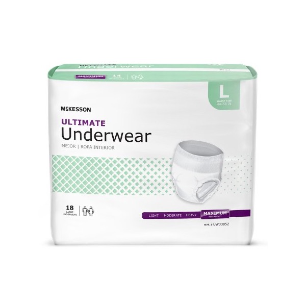 McKesson Ultimate Underwear: Large, Bag of 18 (UW33852)
