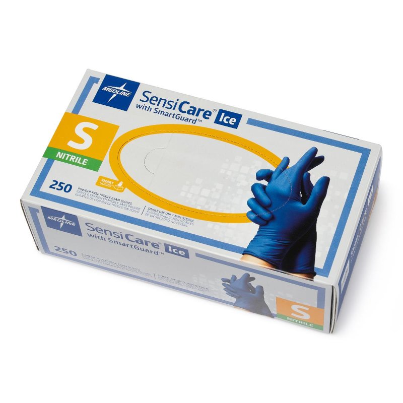 SensiCare Ice Nitrile Exam Gloves: Small, Case of 2500 (MDS6801)
