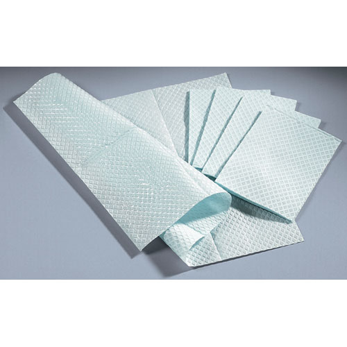Professional Towels/Dental Bibs - 3-Ply Tissue, Poly-Backed, White: , Case of 500 (NON24358W)