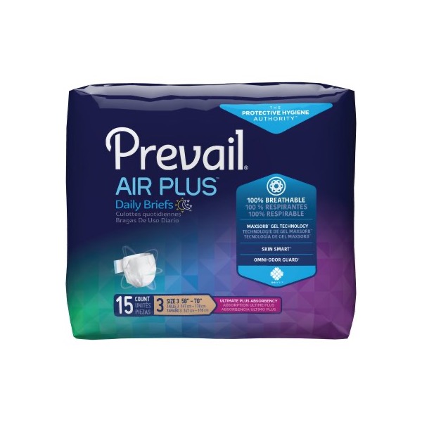 Prevail Air Plus Daily Briefs: Size 3, Case of 60 (PVBNG-014CA)