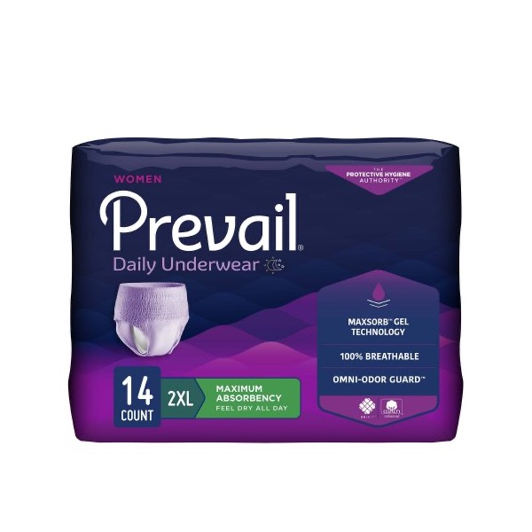 Prevail Daily Underwear For Women: 2XL, Case of 56 (PWC-517)