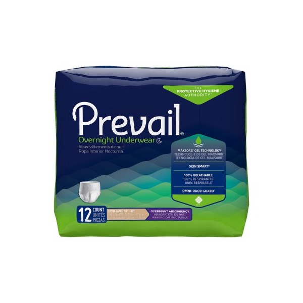 Prevail Overnight Protective Underwear: XL, Case of 48 (PVX-514)