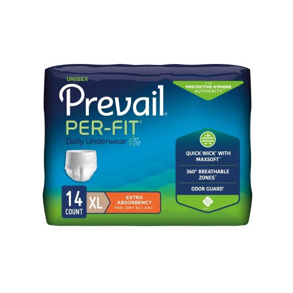 Prevail Per-Fit Daily Underwear: XL, Case of 56 (PF-514)