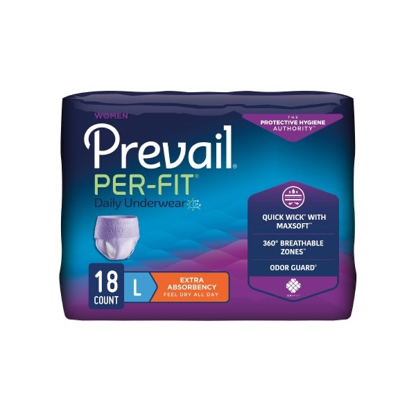 Prevail Per-Fit Daily Underwear Women: Large, Bag of 18 (PFW-513)
