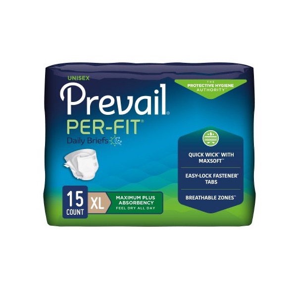 Prevail Per-Fit Daily Unisex Briefs: XL, Bag of 15 (PF-014/1)