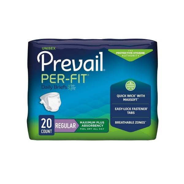 Prevail Per-Fit Daily Unisex Briefs: Regular, Case of 80 (PF-016/1)