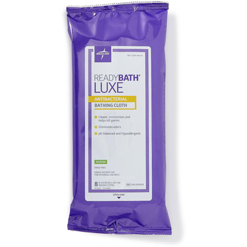 ReadyBath Luxe Antibacterial Total Body Cleansing Washcloths: Scented, Case of 24 (MSC095100)