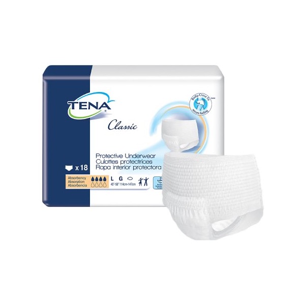 TENA Classic Protective Underwear: Large, Pack of 18 (72514)