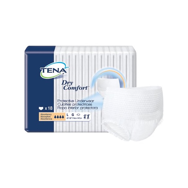 TENA Dry Comfort Protective Underwear: Large, Pack of 18 (72423)