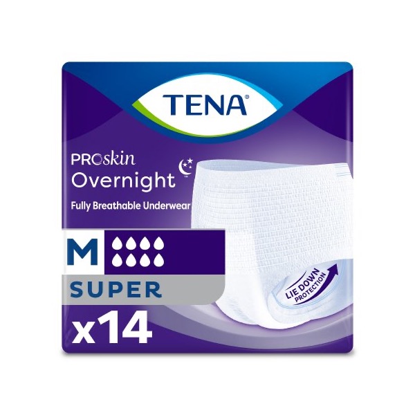 TENA ProSkin Overnight Super Protective Underwear: Medium, Bag of 14 (72235)