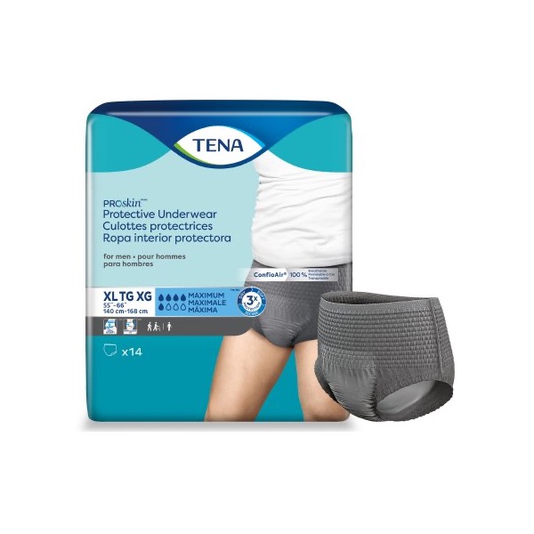 TENA ProSkin Protective Underwear for Men: XL, Case of 56 (73540)