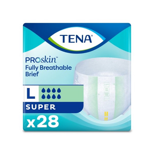 TENA ProSkin Super Briefs: Large, Bag of 28 (67501)