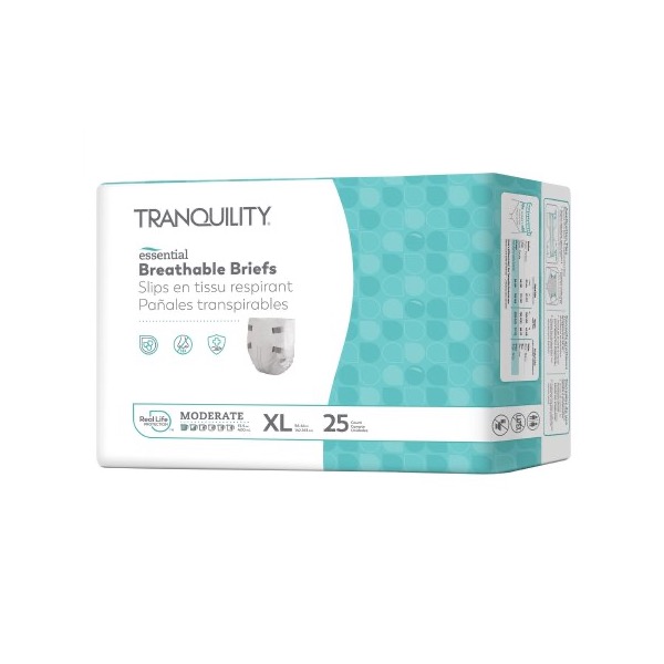 Tranquility Essential Breathable Briefs: XL, Bag of 25 (2967-100)