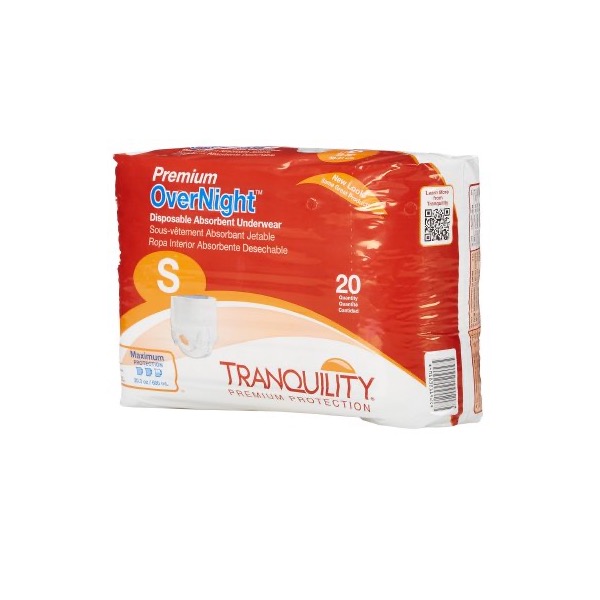 Tranquility Premium OverNight Protective Underwear: Small, Case of 80 (2114)