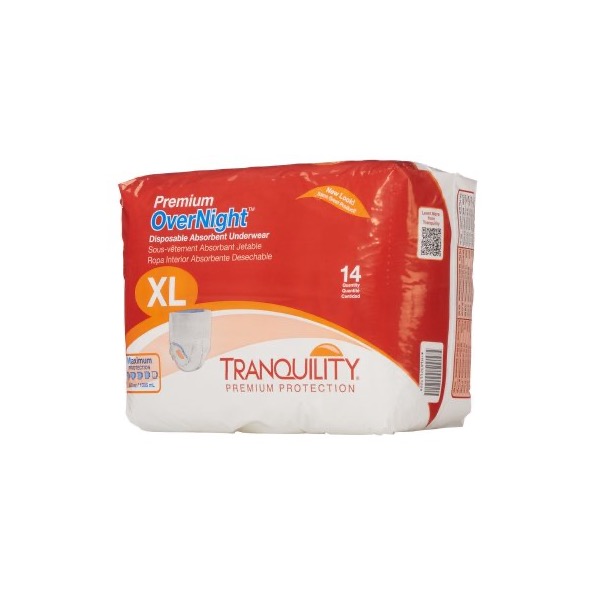 Tranquility Premium OverNight Protective Underwear: XL, Case of 56 (2117)